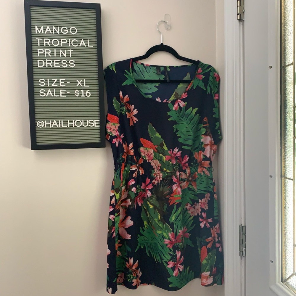 EUC Mango MNG Collection Tropical Print Dress
